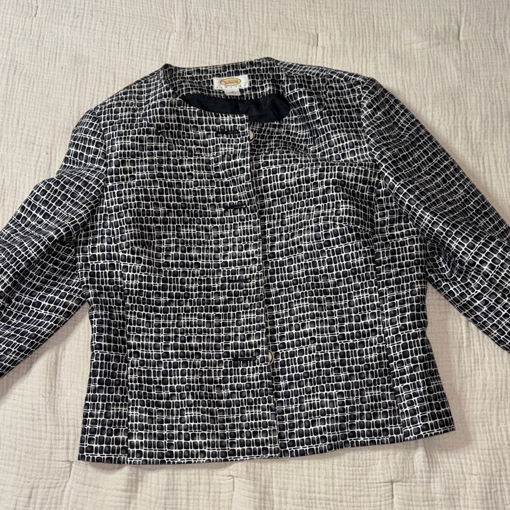 Talbots Black and White Checkered Blazer